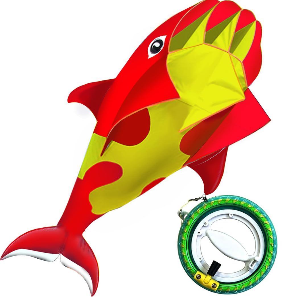 HENGDA KITE 3D Kite for Kids and Adults,Easy to Fly,Excellent Fabric and Structure Design,Huge Frameless Soft Parafoil Giant Whales Dolphins Kite