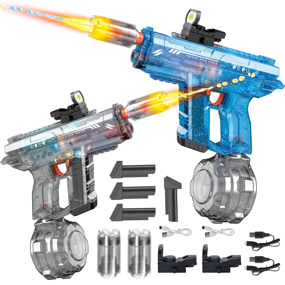2 Pack Electric Water Gun for Adults Kids: Light Up Automatic Squirt Guns, 26-32FT Long Range, 800CC Capacity, Summer Outdoor Pool Games for Ages 8-12, Beach Backyard Party Toys Gift Boys