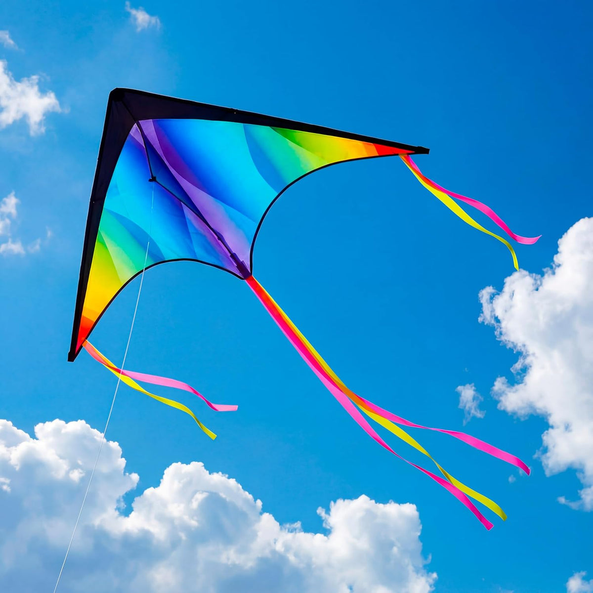 JOYIN Large Delta Kite Gradient Rainbow, Easy to Fly Huge for Kids and Adults with 328ft String, Large Delta Beach Kite for Outdoor Games and Activities