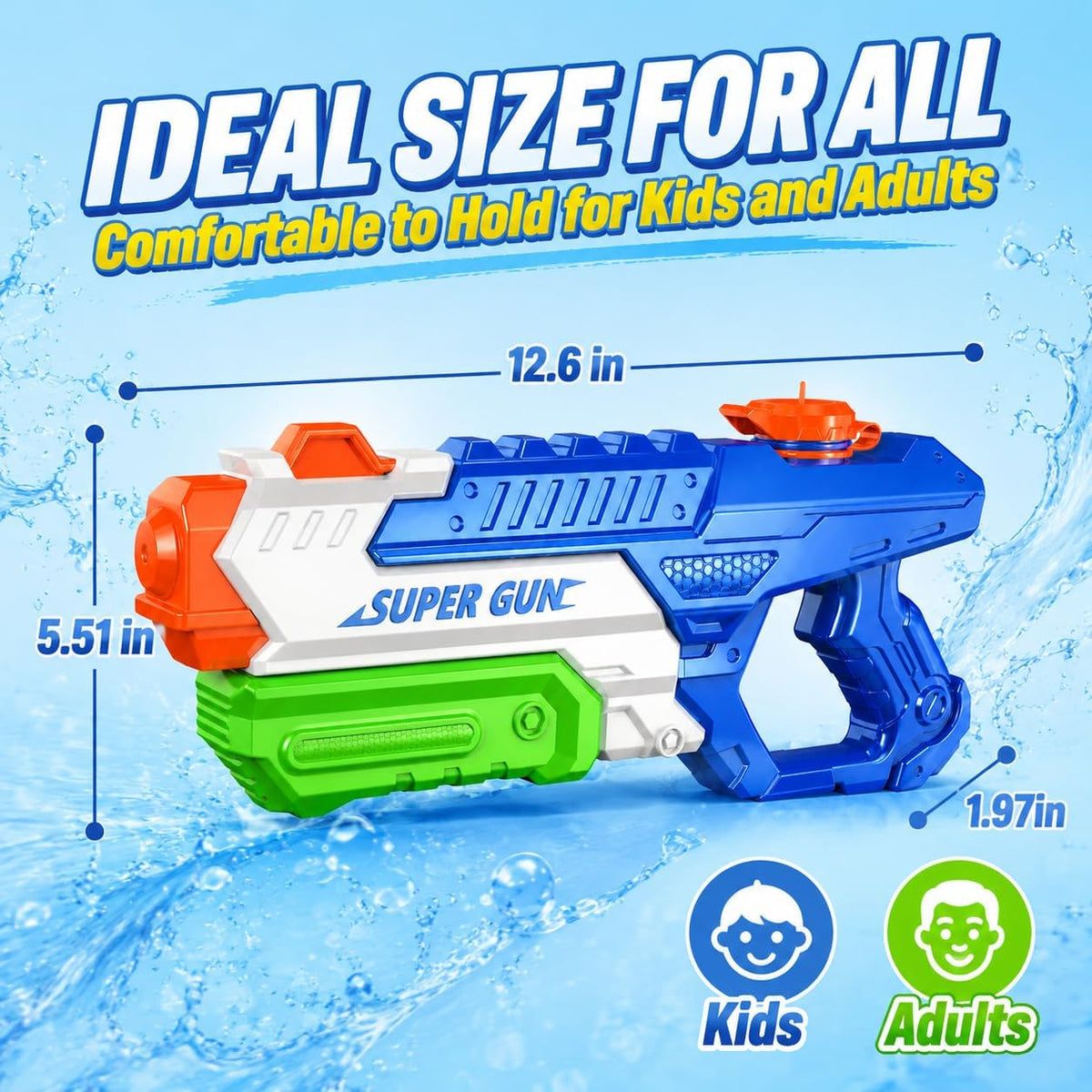 3 Pack Water Guns for Kids Adults, 600cc High Capacity Super Squirt Soaker