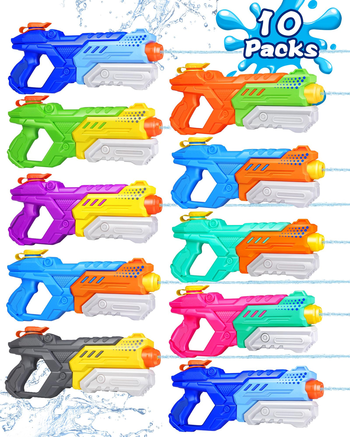 Quanquer 600cc Water Guns for Kids & Adults - 6 Pack Super Squirt Blasters Soaker with Long Range, High Capacity Pump Action, Summer Swimming Beach Outdoor Water Fighting Play Pool Toys for Boys Girls