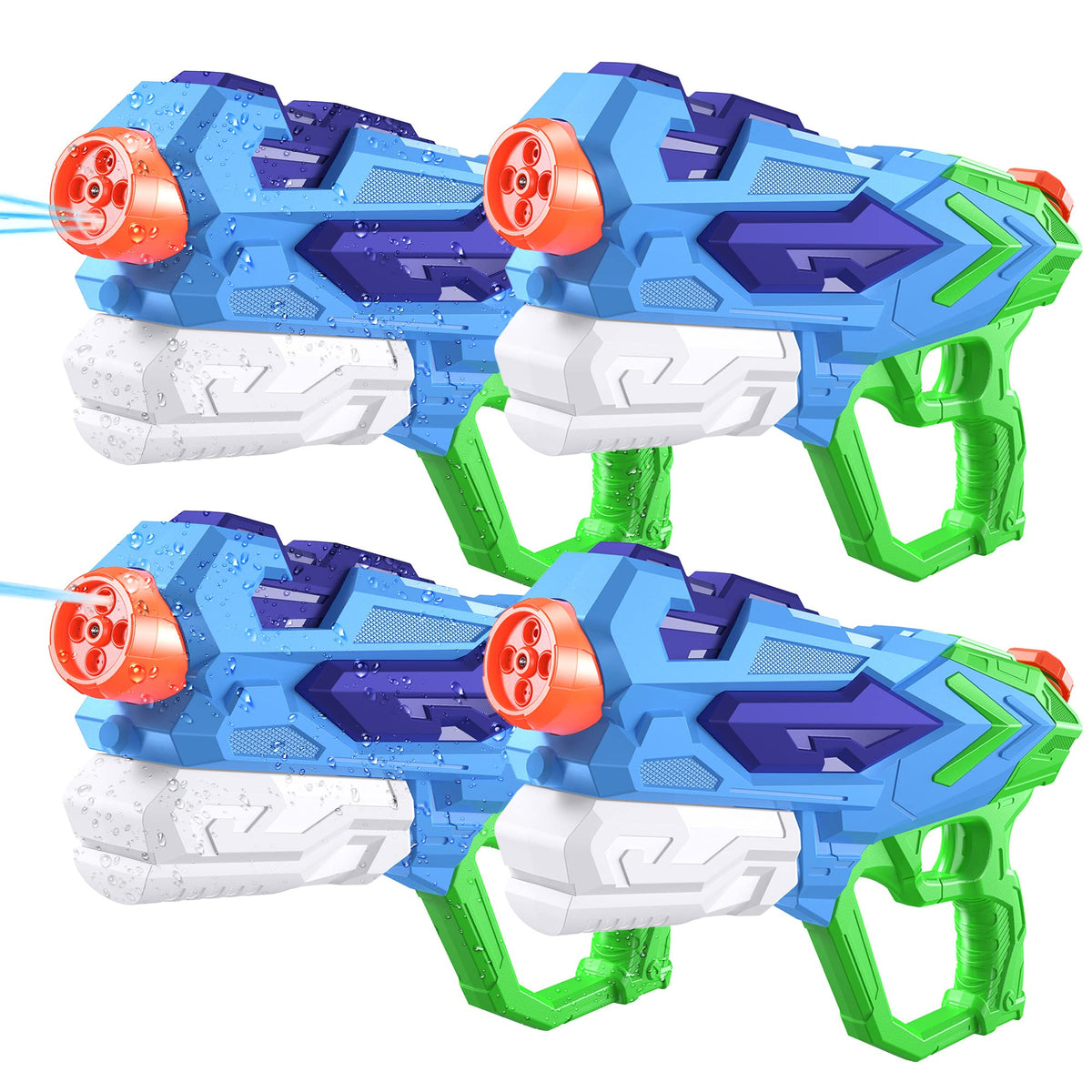 2 PCS Water Gun for Kids, Super Squirt Guns Water Soaker Blaster - 4 Shooting Modes Switch - 26 Ft Long Shooting Range - Quick Refill - Summer Water Toys Gun for Boys Girls Adults Outdoor Pool/Garden