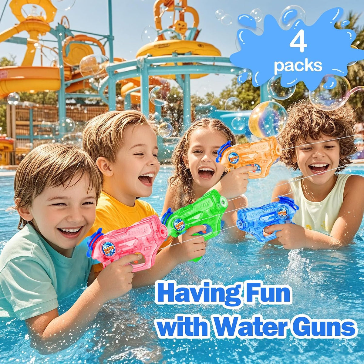 Mini Water Gun for Kids Toddler- 4 Pack Small Water Guns 5-7M Long Range Super Water Soaker Squirts Blasters Gun, Outdoor Toy Water Summer Beach Pool Party Favors Bath Water Guns Toy for Girl Boy Kids
