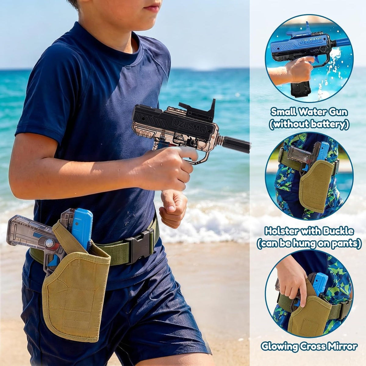 Electric Water Gun 4 Pack for Adults and Kids, Automatic Water Guns with 4 Rechargeable Batteries, 2 Holsters, 2 Goggles & Charger, Outdoor Summer Beach Pool Toys for Kids Adults Boy Girl