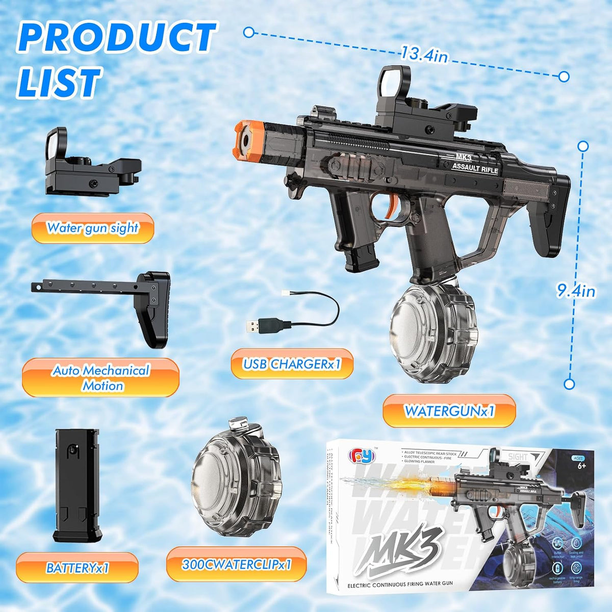 Electric Water Gun for Adults Kids, Automatic Squirt Gun with Water Spray Sound and Led Light, Summer Outdoor Watergun Pool Beach Party Toys for Boys Girls