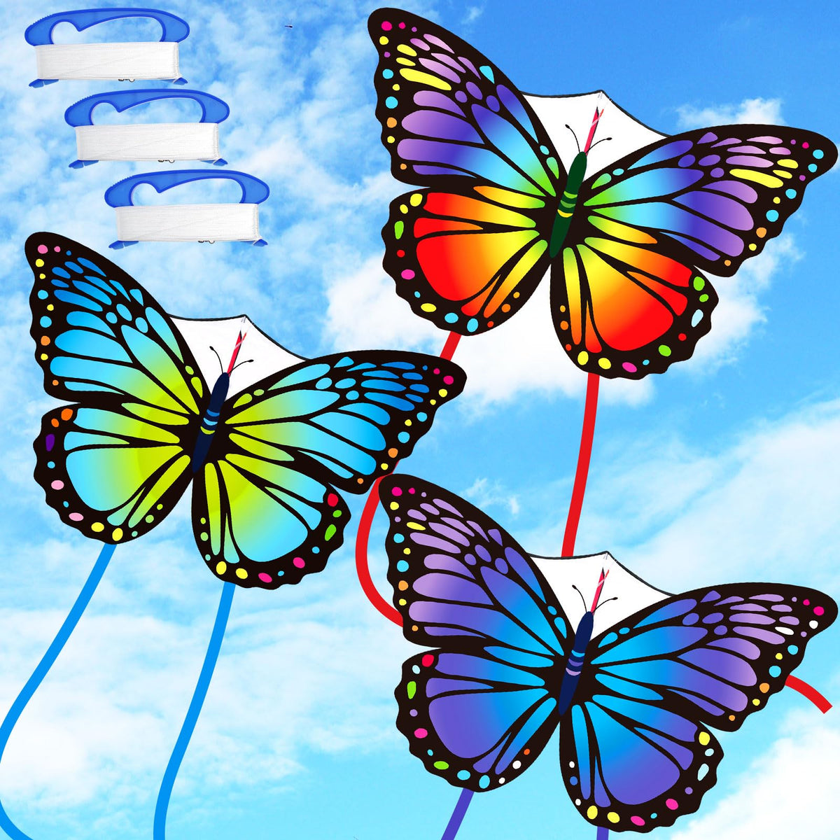 Silipull 2 Pcs Butterfly Kites 55" x 28" Large, Purple and Orange