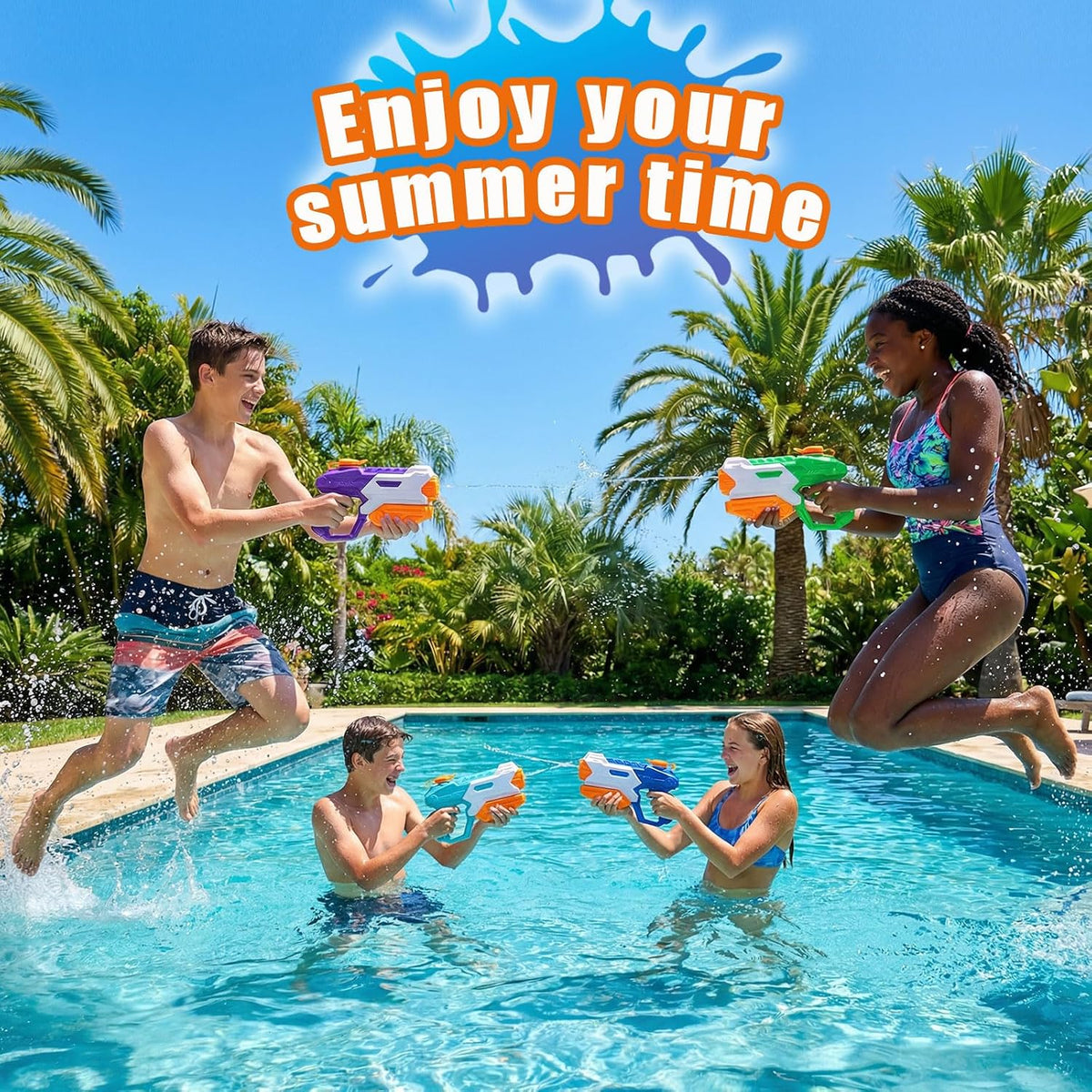 5 Pack Water Gun for Kids Adults - Long Range Super Water Blaster Soaker Squirt Gun, Summer Outdoor Toy for Boys Girls Swimming Pool, Beach, Yard, Water Fighting Play Party