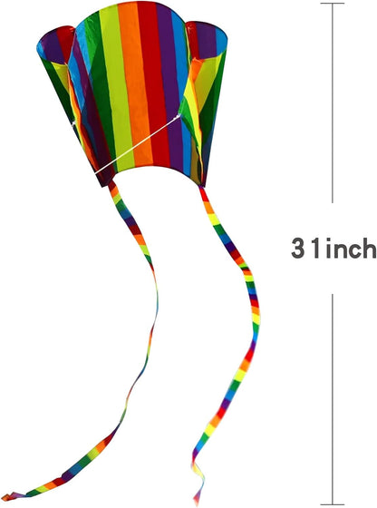 HENGDA KITE for Kids&Adults Rainbow Parafoil Kite with Long Tail,with 700 Feet Kite Reel String, Easy to Fly, Suitable for Children to Play, do not Need to Assemble，Perfect for Beach Fun