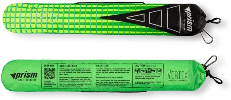 Prism Kites Vertex Diamond – Classic Single-Line Kite – Easy to Assemble – Tail and Spare Parts Included