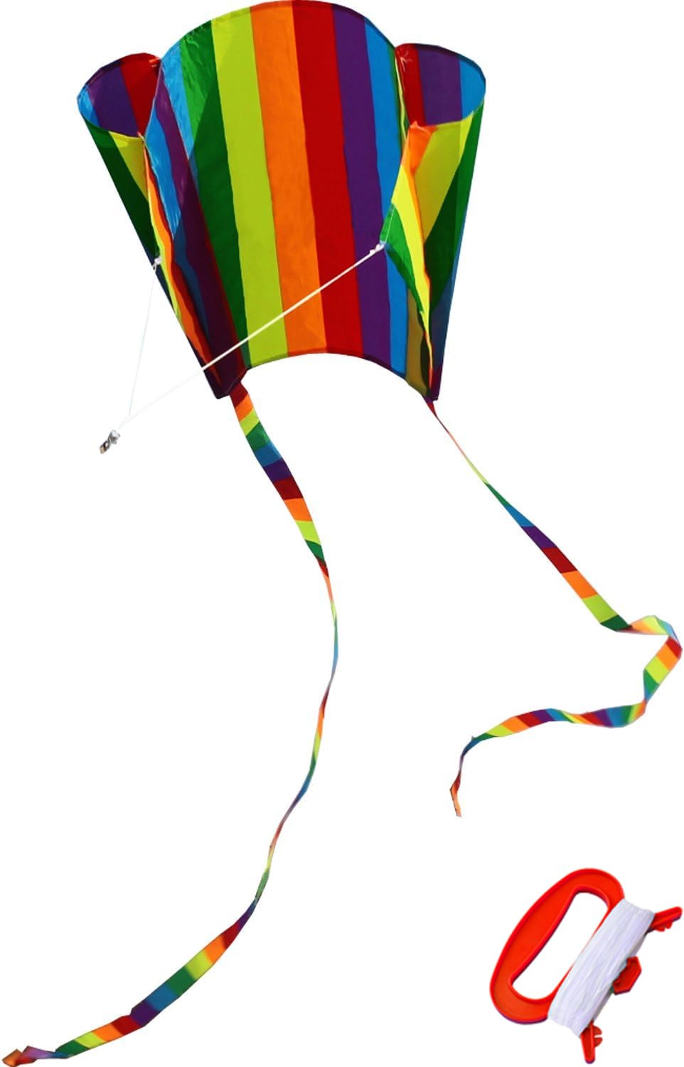 HENGDA KITE for Kids&Adults Rainbow Parafoil Kite with Long Tail,with 700 Feet Kite Reel String, Easy to Fly, Suitable for Children to Play, do not Need to Assemble，Perfect for Beach Fun