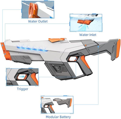 Electric Water Blaster for Adults Kids, Automatic Squirt Toy with Large Capacity, Powerful Water Blaster with 2 Modular Batteries, 26-32 FT Range, Summer Outdoor Water Toy