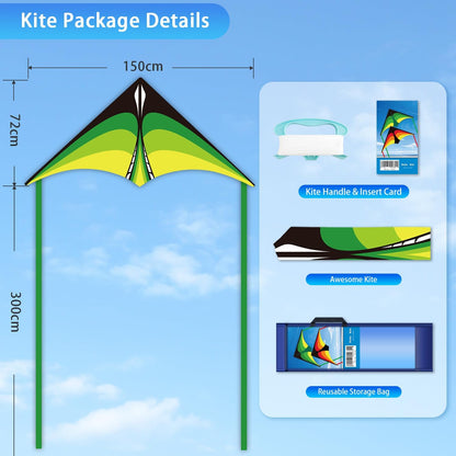 Large Delta Kite for Kids & Adults, Easy to Fly Kite with Line