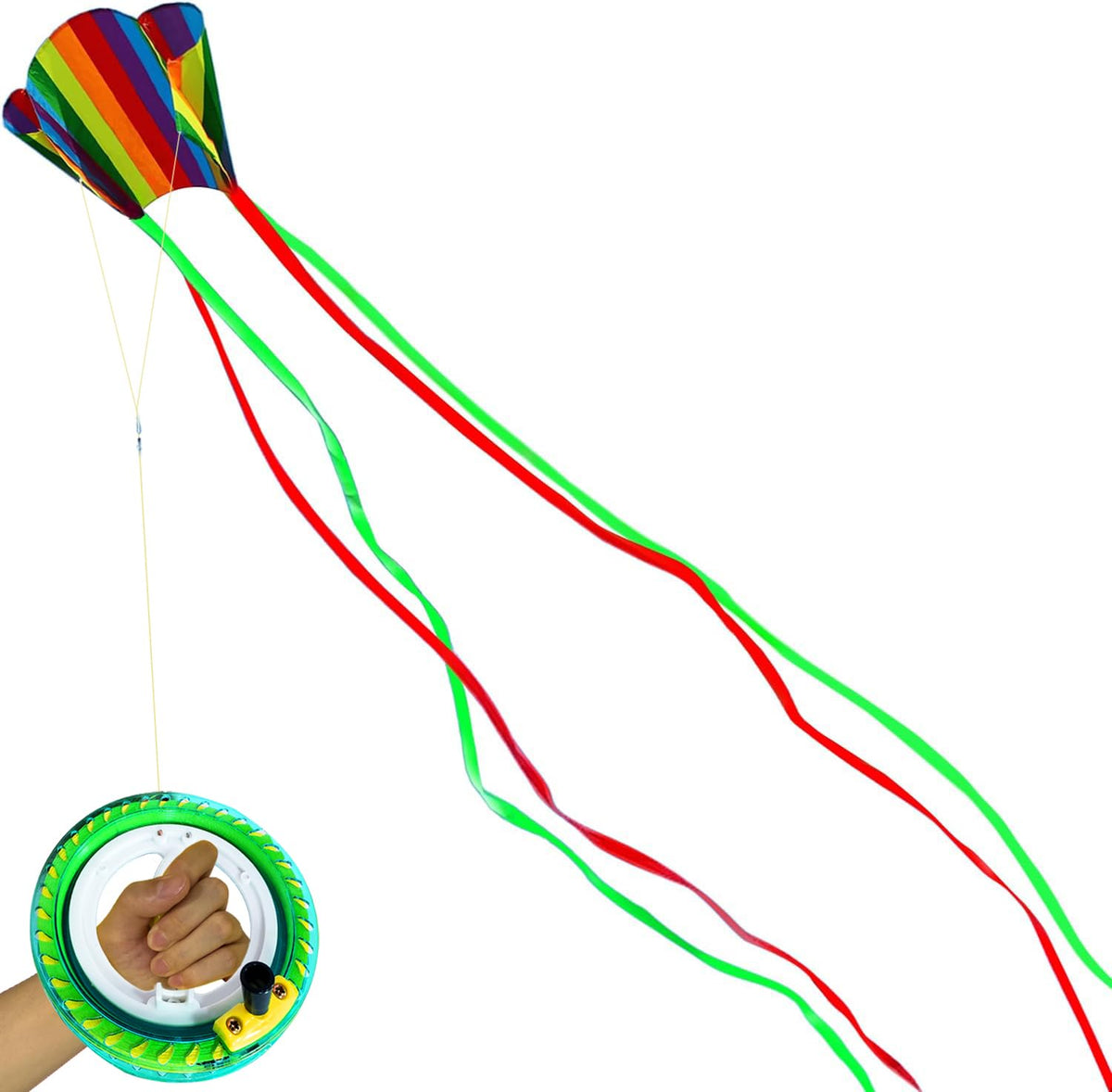 HENGDA KITE for Kids&Adults Rainbow Parafoil Kite with Long Tail,with 700 Feet Kite Reel String, Easy to Fly, Suitable for Children to Play, do not Need to Assemble，Perfect for Beach Fun