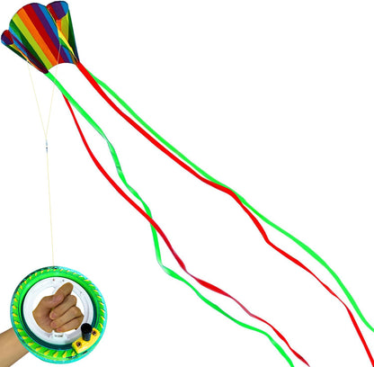 HENGDA KITE for Kids&Adults Rainbow Parafoil Kite with Long Tail,with 700 Feet Kite Reel String, Easy to Fly, Suitable for Children to Play, do not Need to Assemble，Perfect for Beach Fun