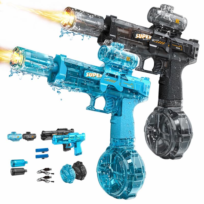 Electric Water Guns for Adults Kids, Automatic Squirt Gun, with 26FT Range, Super Blaster Soaker High Capacity Pistol for Swimming Pool Party Toy ColorBlast LED Electric Water Gun (Blue)
