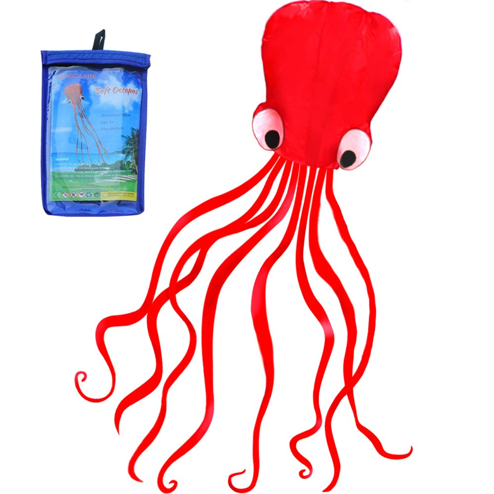 Hengda Kite Soft Octopus Kite Series, Beautiful Kite with Long Colorful Tail for Kids and Adults, Easy to Fly Beach Kites, Excellent Outdoor Games and Activity Toys, Suitable for Beginners.