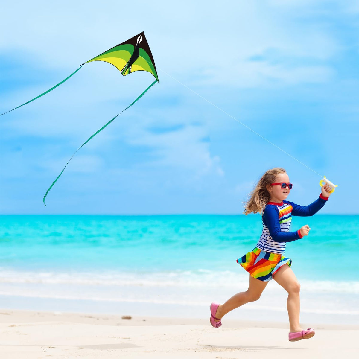 Large Delta Kite for Kids & Adults, Easy to Fly Kite with Line