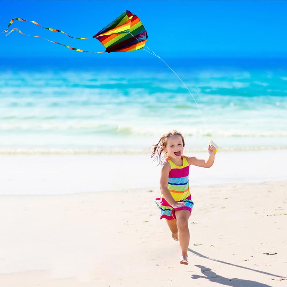 HENGDA KITE for Kids&Adults Rainbow Parafoil Kite with Long Tail,with 700 Feet Kite Reel String, Easy to Fly, Suitable for Children to Play, do not Need to Assemble，Perfect for Beach Fun