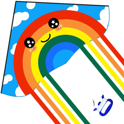 HONBO Large Delta Kite for Kids & Adults,Extremely Easy to Fly Kite for Beach Trip,String Line Included,with Colorful Tail,Perfect for Beginners