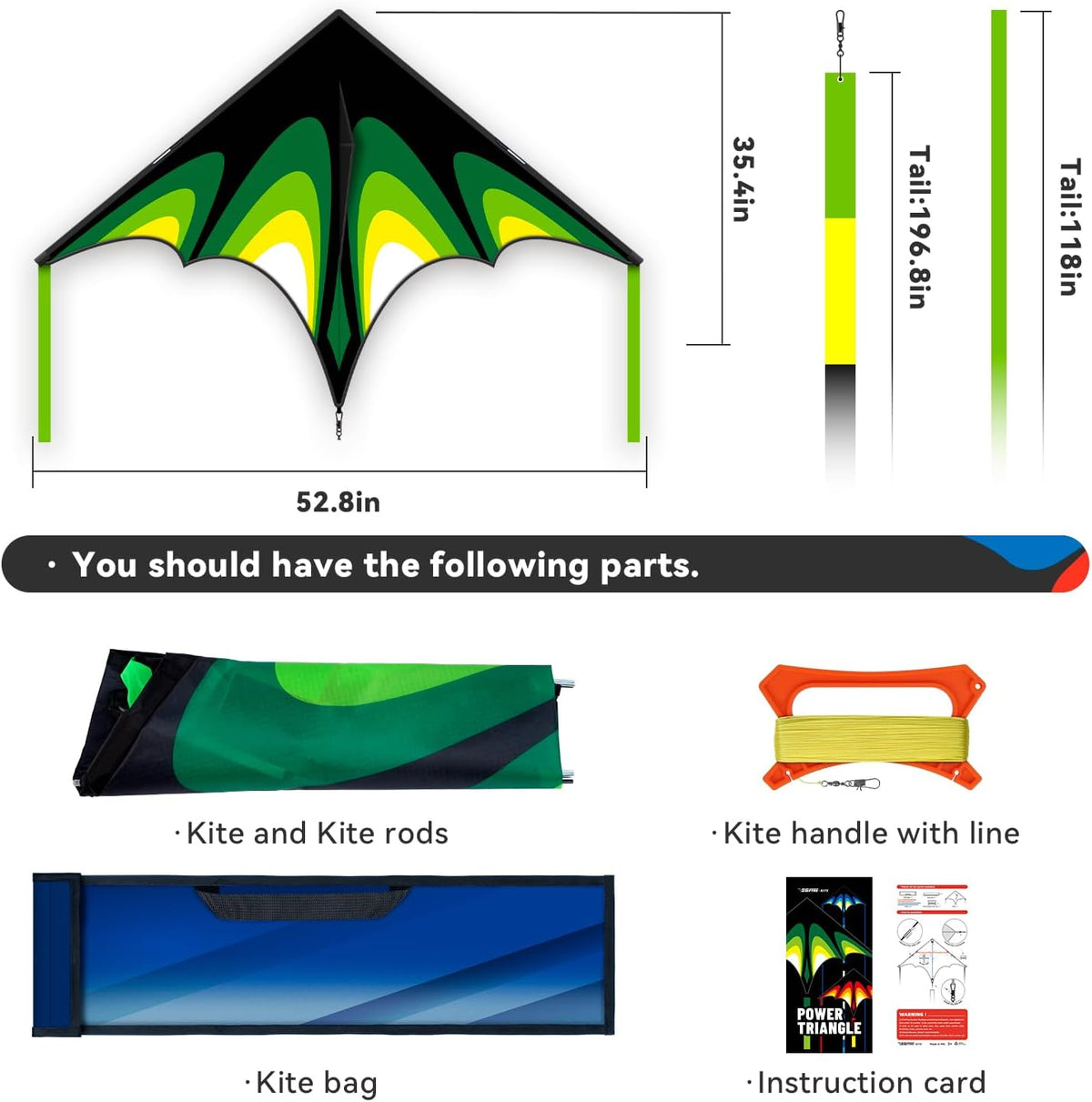 Kite, Large Delta Kites for Kids and Adults, Easy to Fly Rainbow Kites, Durable Multifunctional Beach Kite, Tangle-Free Flight Line, Durable