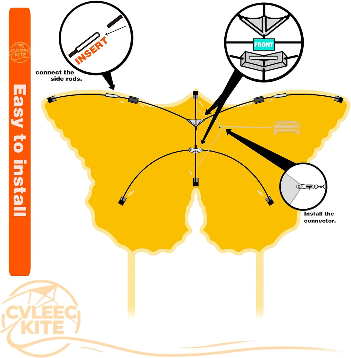 Butterfly Kite for Kids & Adults, Outdoor Kite, Perfect for Beginners, Easy to Fly, Ideal for Beaches, backyards, Grassy Areas