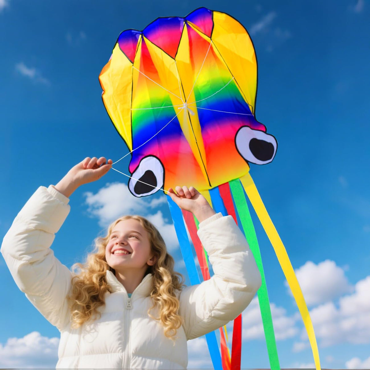 Large Octopus Kites for Kids & Adults, Big Beginner Beach Kites