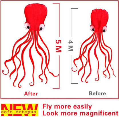 Hengda Kite Soft Octopus Kite Series, Beautiful Kite with Long Colorful Tail for Kids and Adults, Easy to Fly Beach Kites, Excellent Outdoor Games and Activity Toys, Suitable for Beginners.