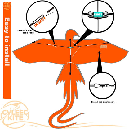 60" Large Bird Kite for Kids & Adults — Realistic Bird Design, Easy to Fly Beginner Kite with Handle & Line, Perfect for Beach Park Backyard Outdoor Fun