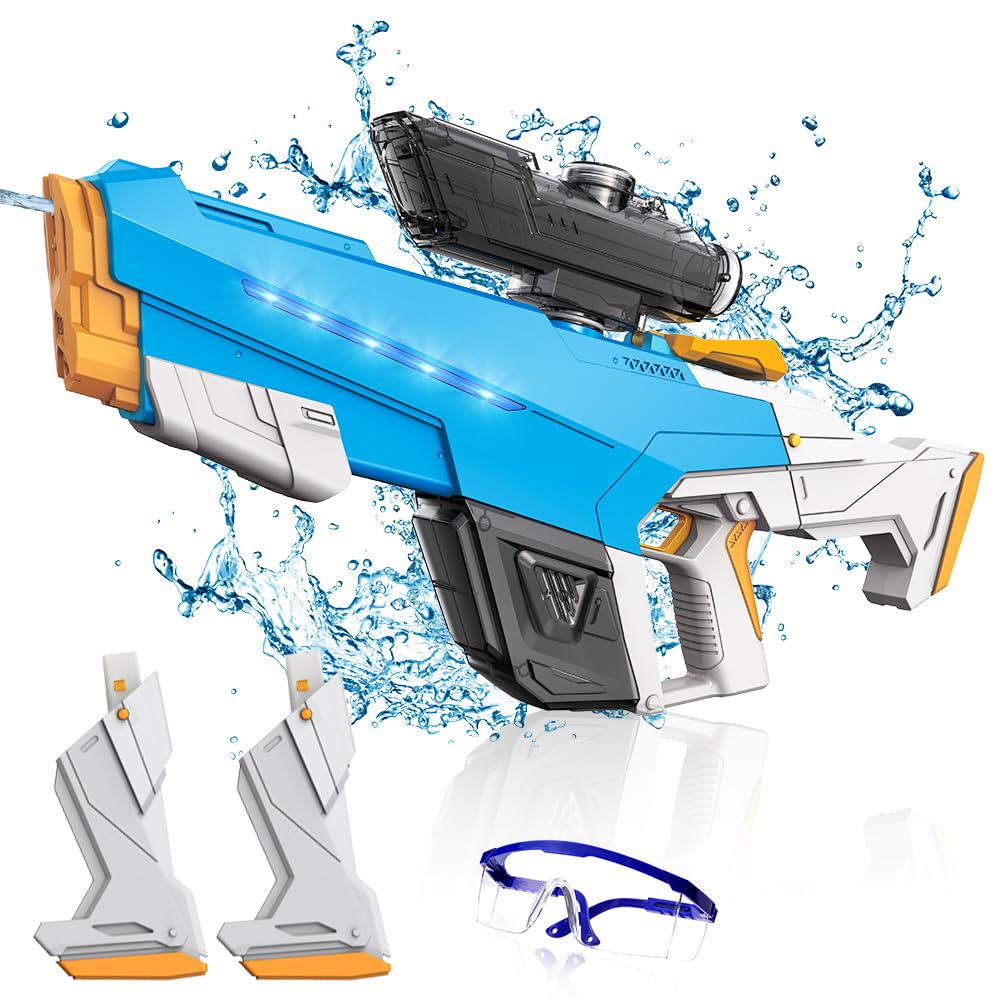 Electric Water Blaster for Adults Kids, Automatic Squirt Toy with Large Capacity, Powerful Water Blaster with 2 Modular Batteries, 26-32 FT Range, Summer Outdoor Water Toy