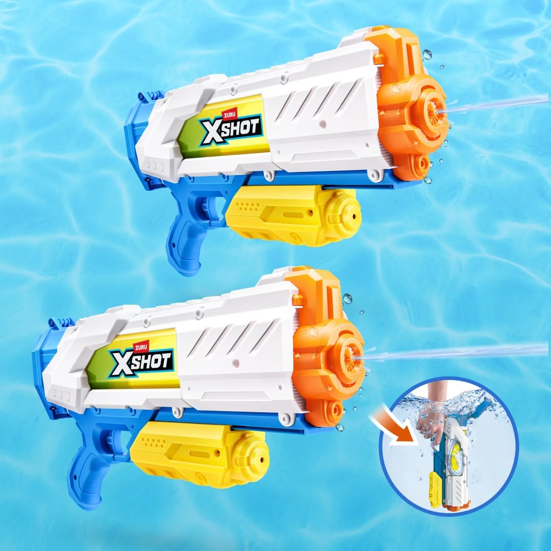 XSHOT Water Fast-Fill Medium Water Blaster (2 Pack) by ZURU, Watergun, 2 Pack X Shot Water Blaster (Fills with Water in just 1 Second!)