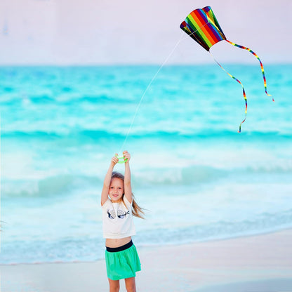 HENGDA KITE for Kids&Adults Rainbow Parafoil Kite with Long Tail,with 700 Feet Kite Reel String, Easy to Fly, Suitable for Children to Play, do not Need to Assemble，Perfect for Beach Fun