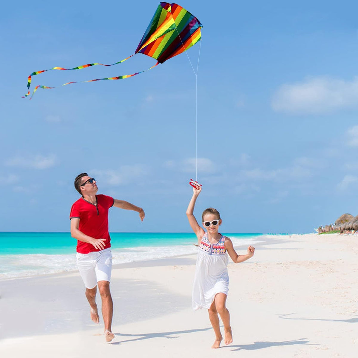 HENGDA KITE for Kids&Adults Rainbow Parafoil Kite with Long Tail,with 700 Feet Kite Reel String, Easy to Fly, Suitable for Children to Play, do not Need to Assemble，Perfect for Beach Fun