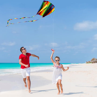 HENGDA KITE for Kids&Adults Rainbow Parafoil Kite with Long Tail,with 700 Feet Kite Reel String, Easy to Fly, Suitable for Children to Play, do not Need to Assemble，Perfect for Beach Fun