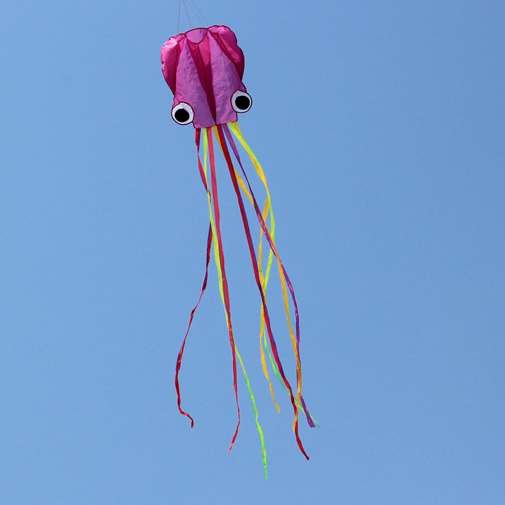 Hengda Kite Soft Octopus Kite Series, Beautiful Kite with Long Colorful Tail for Kids and Adults, Easy to Fly Beach Kites, Excellent Outdoor Games and Activity Toys, Suitable for Beginners.