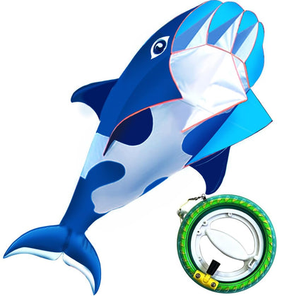 HENGDA KITE 3D Kite for Kids and Adults,Easy to Fly,Excellent Fabric and Structure Design，Huge Frameless Soft Parafoil Giant Whales Dolphins Kite