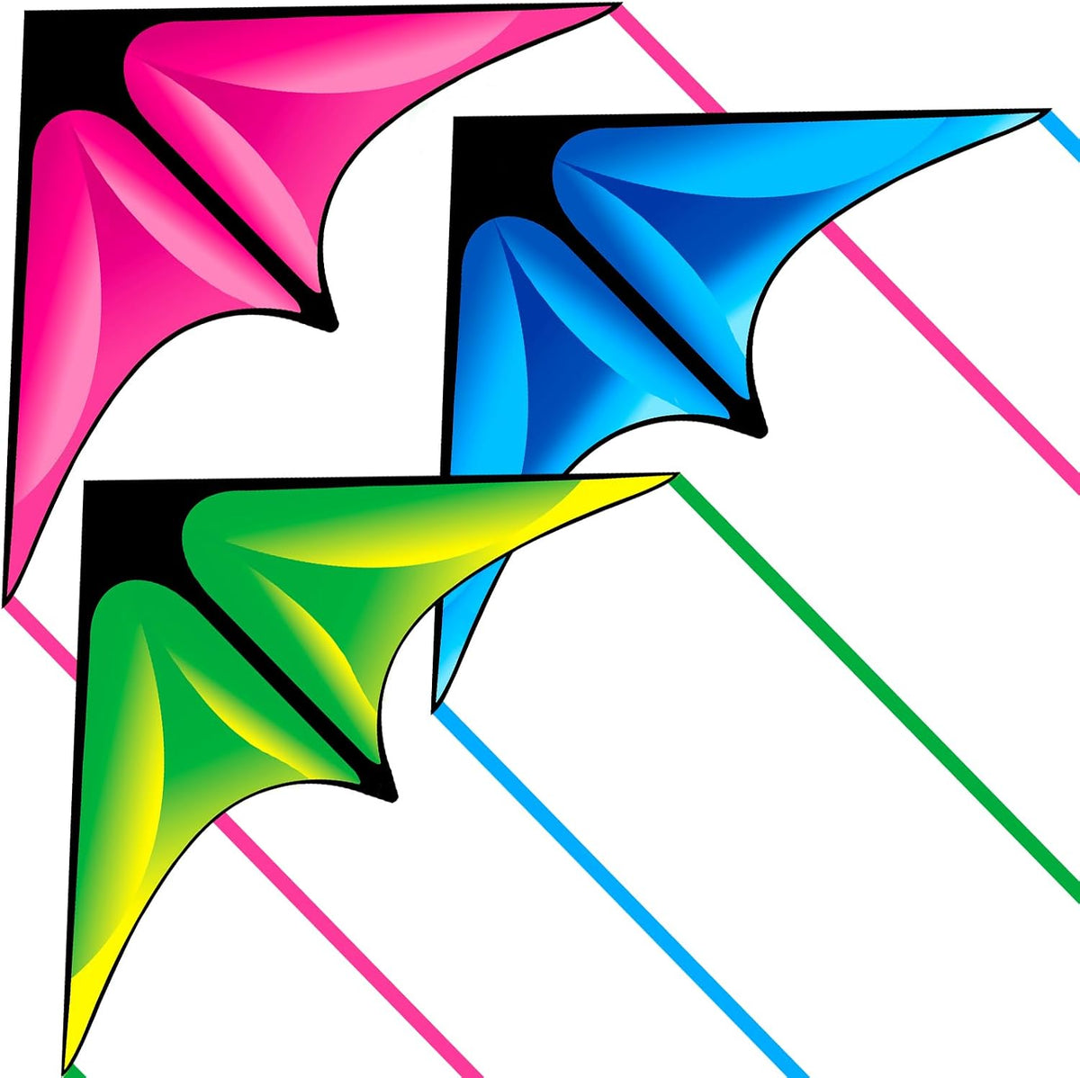Delta Kite Set for Kids and Adults, 3 Pack Easy to Fly Adult Kites