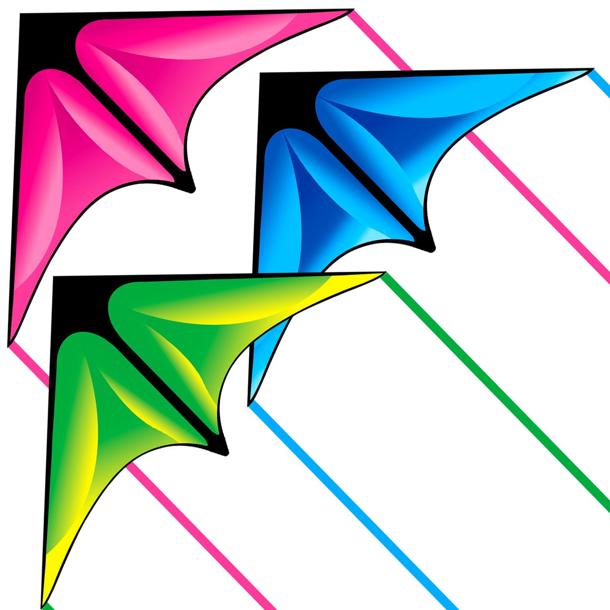 Delta Kite Set for Kids and Adults, 3 Pack Easy to Fly Adult Kites