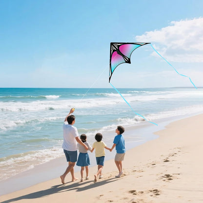 Large Beach Kite and Reel Winder with 650ft String for Kids and Adults, Single Line Kite, Extremely Easy to Fly for Beginners