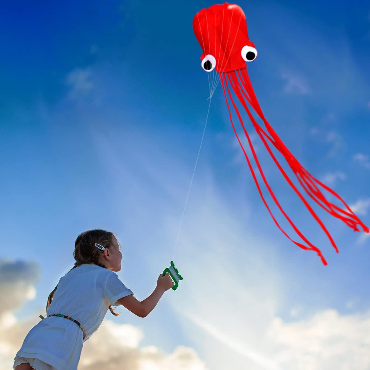 Hengda Kite Soft Octopus Kite Series, Beautiful Kite with Long Colorful Tail for Kids and Adults, Easy to Fly Beach Kites, Excellent Outdoor Games and Activity Toys, Suitable for Beginners.