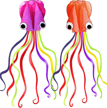 Hengda Kite Soft Octopus Kite Series, Beautiful Kite with Long Colorful Tail for Kids and Adults, Easy to Fly Beach Kites, Excellent Outdoor Games and Activity Toys, Suitable for Beginners.