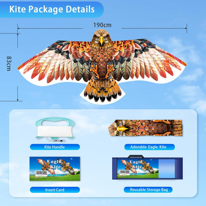 Bald Eagle Kite, Easy to Fly for Kids Kite for Beginners Red/Brown