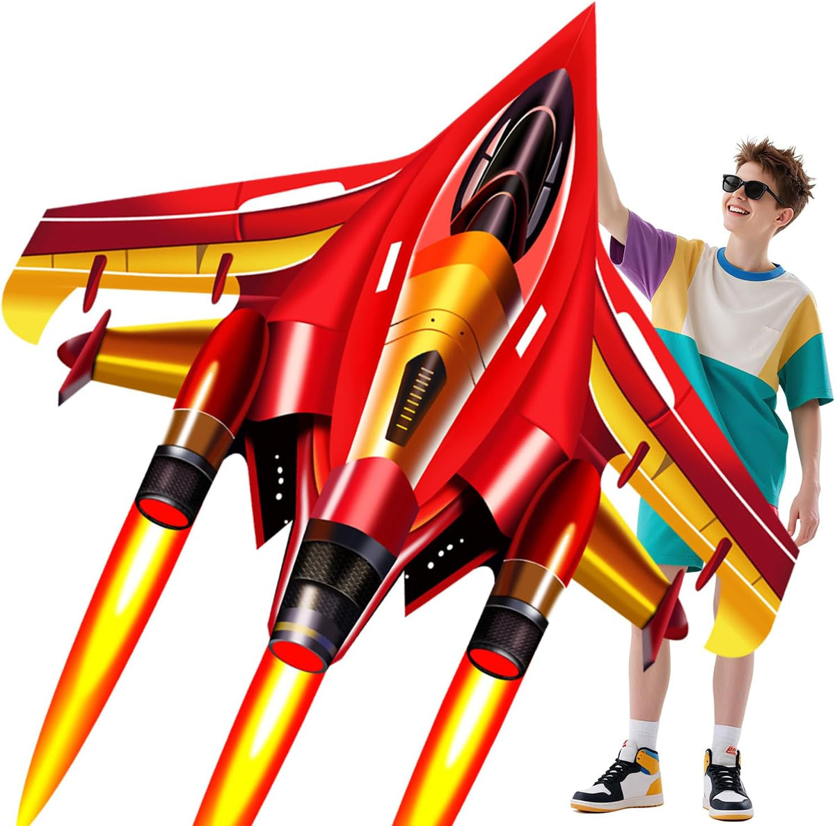 Fighter Jet Kite for Kids & Adults, Easy to Fly Airplane Kite