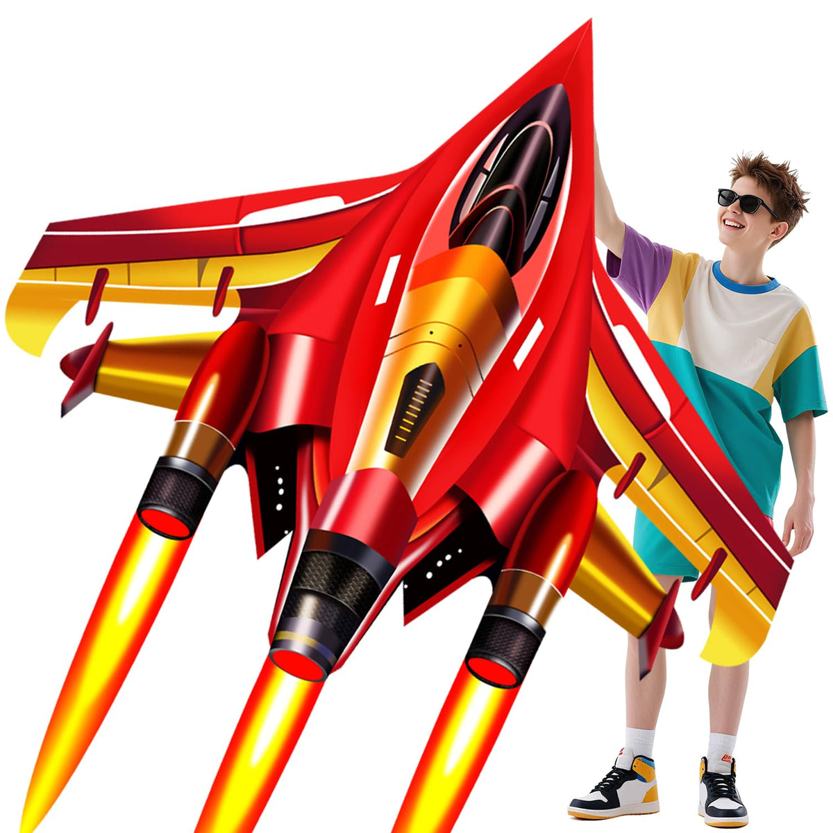 Fighter Jet Kite for Kids & Adults, Easy to Fly Airplane Kite