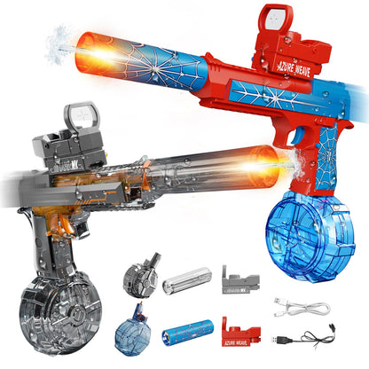Electric Water Gun for Adults & Kids, Automatic Squirt Gun with 26 FT Range, Flashing Muzzle, USB Rechargeable Battery, 320cc Drum Reservoir, Outdoor Beach Pool Party Toys for Boys Girls