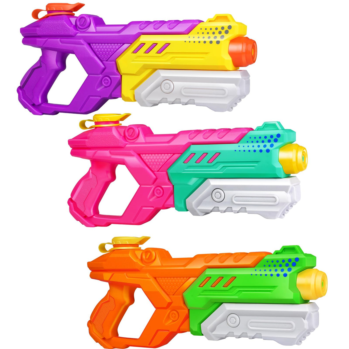 Quanquer Water Guns for Kids Adults - 3 Pack Super Squirt Water Toy Gun 600CC High Capacity Long Shooting Range Soaker Blaster for Swimming Pool Beach Outdoor Fighting Party