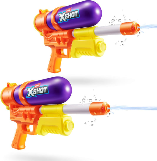 XSHOT Water Fast-Fill 80s Super Splash Water Blaster 2 Pack (Purple) by ZURU – Vintage-Style with Fast-Fill Tech, 33ft Range & 750ml Tank, Outdoor Summer Water Toy for Kids Ages 6+