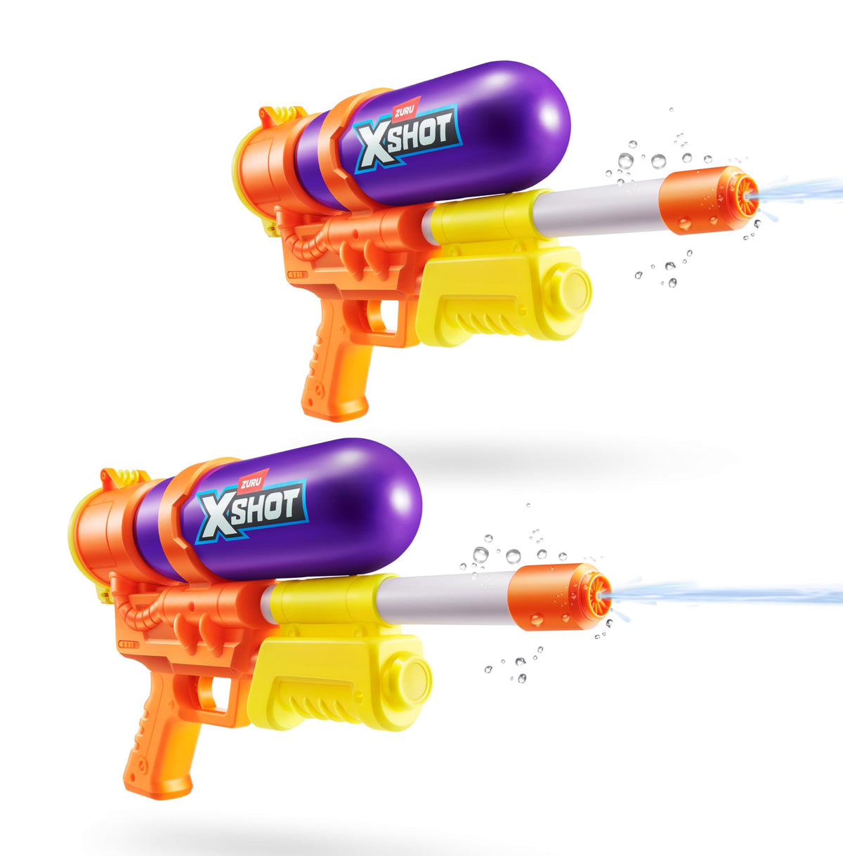 XSHOT Water Fast-Fill 80s Super Splash Water Blaster 2 Pack (Purple) by ZURU – Vintage-Style with Fast-Fill Tech, 33ft Range & 750ml Tank, Outdoor Summer Water Toy for Kids Ages 6+