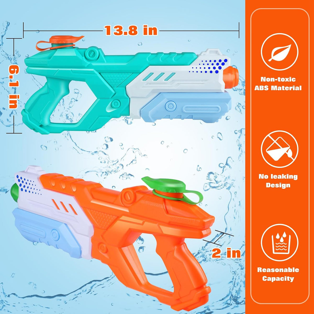 Quanquer Water Guns for Kids Adults - 3 Pack Super Squirt Water Toy Gun 600CC High Capacity Long Shooting Range Soaker Blaster for Swimming Pool Beach Outdoor Fighting Party