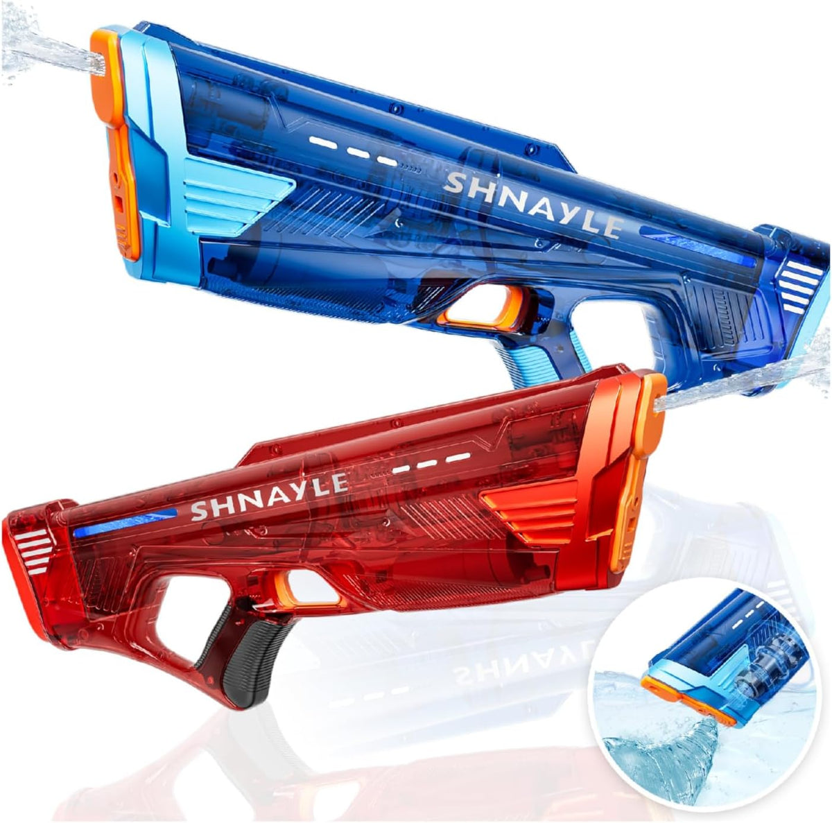 2 Pack Electric Water Gun for Adults Kids USB-C Charging Port, Automatic High Powered Squirt Gun,Powerful Shooting Long Range Auto Water Blaster, Outdoor Water Toy Pool Game (Blue+Red)