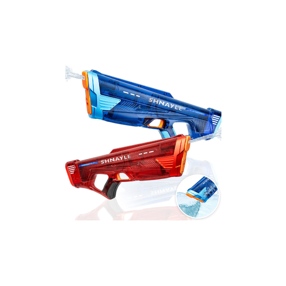 2 Pack Electric Water Gun for Adults Kids USB-C Charging Port, Automatic High Powered Squirt Gun,Powerful Shooting Long Range Auto Water Blaster, Outdoor Water Toy Pool Game (Blue+Red)